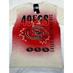 New Era San Francisco 49ers Graphic T-Shirt Mens Small Cream Red NFL Tee
